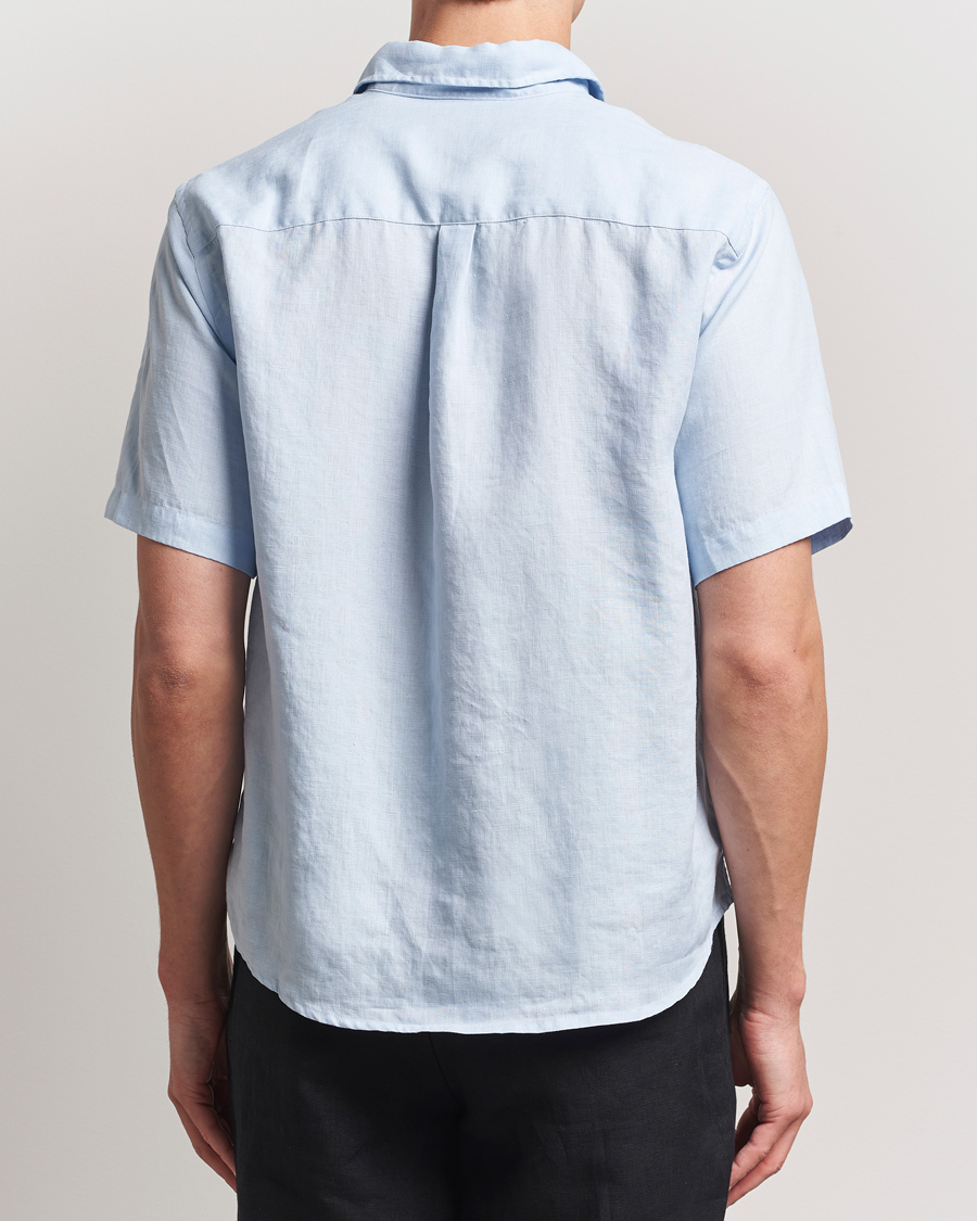 Homme | Chemises | Colorful Standard | Garment Dyed Linen Short Sleeve Shirt Polar Blue