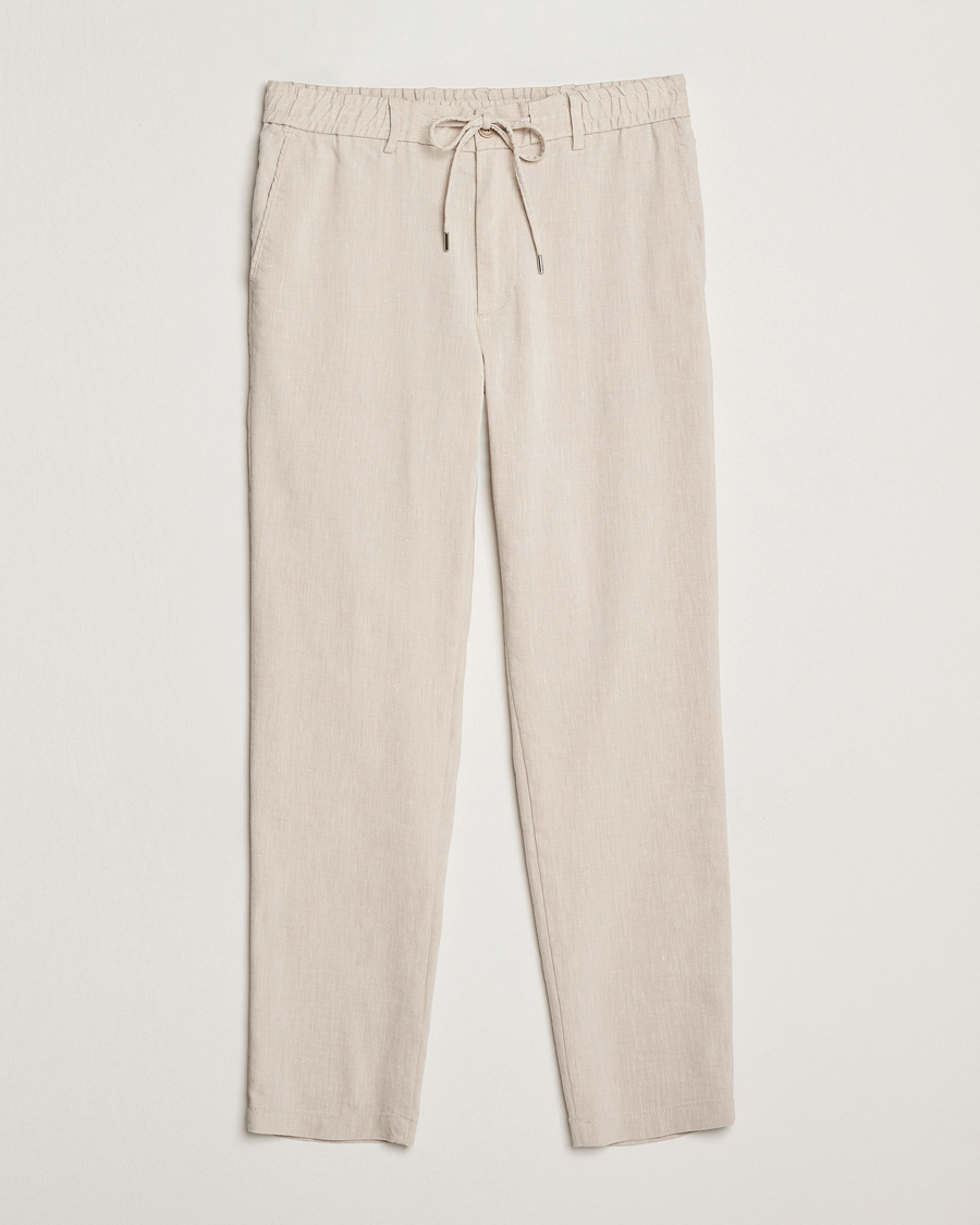 Homme | Pantalons | BOSS BLACK | Kane Linen Blend Drawstring Trousers Light Beige
