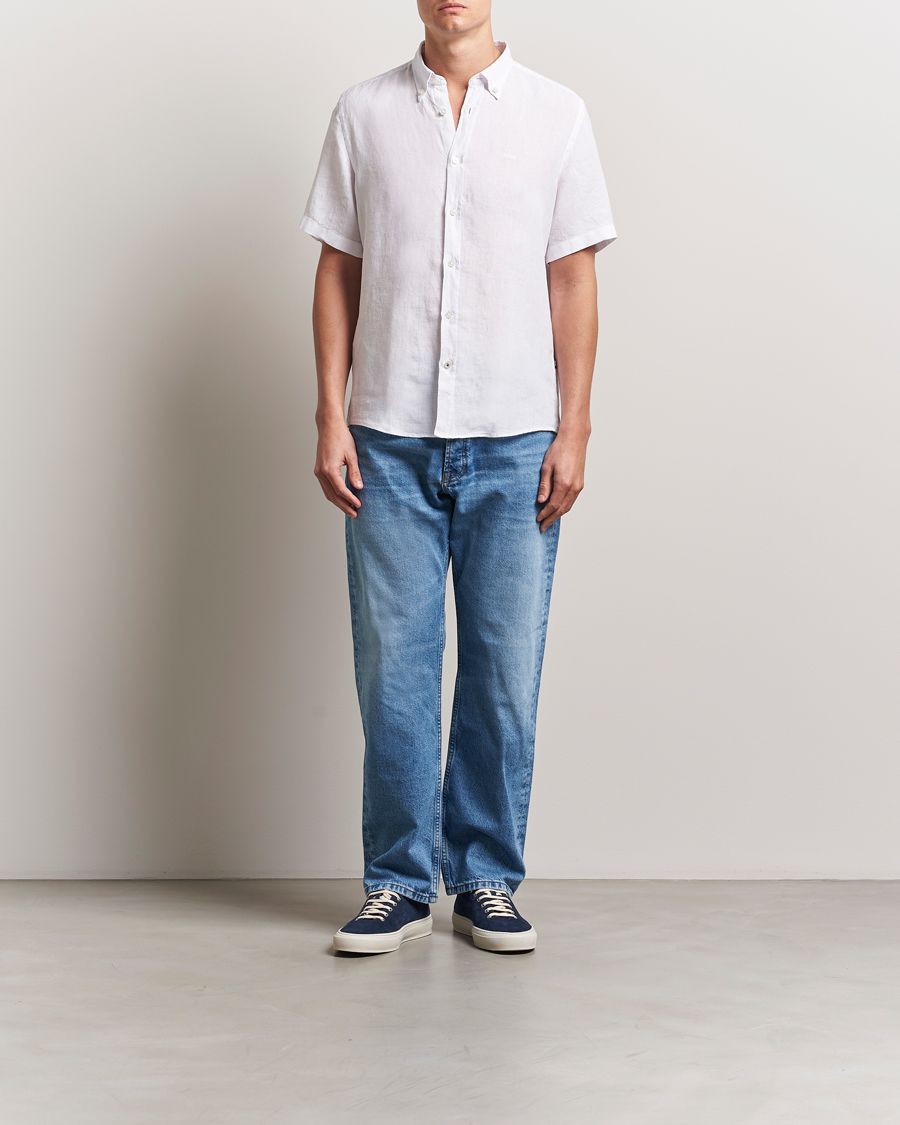 Homme | Chemises | BOSS BLACK | Liam Linen Short Sleeve Shirt White