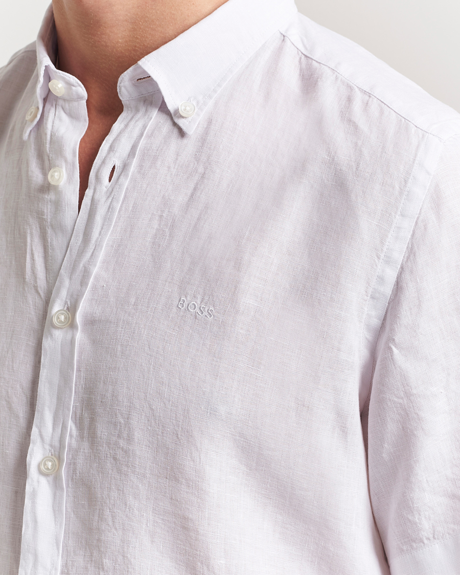 Homme | Chemises | BOSS BLACK | Liam Linen Short Sleeve Shirt White