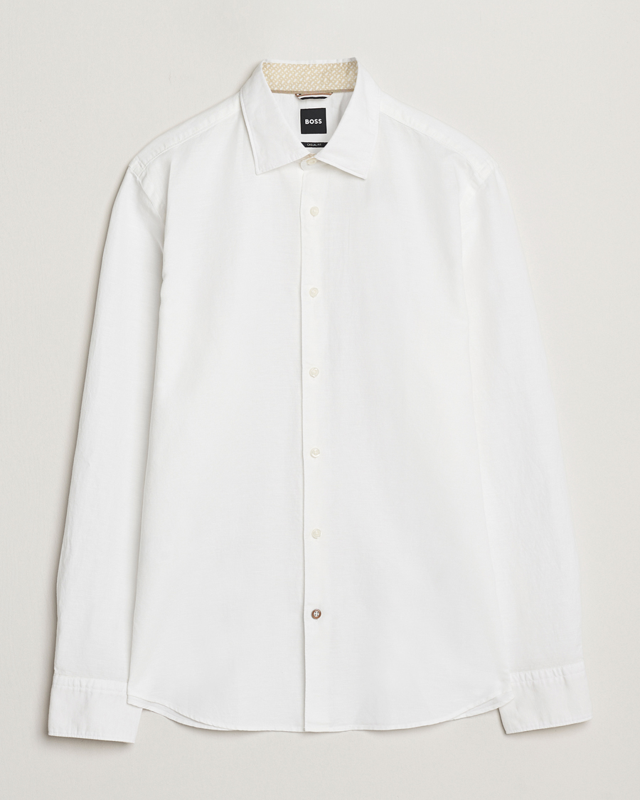 Homme | Chemises | BOSS BLACK | Hal Cotton/Linen Contrast Shirt White