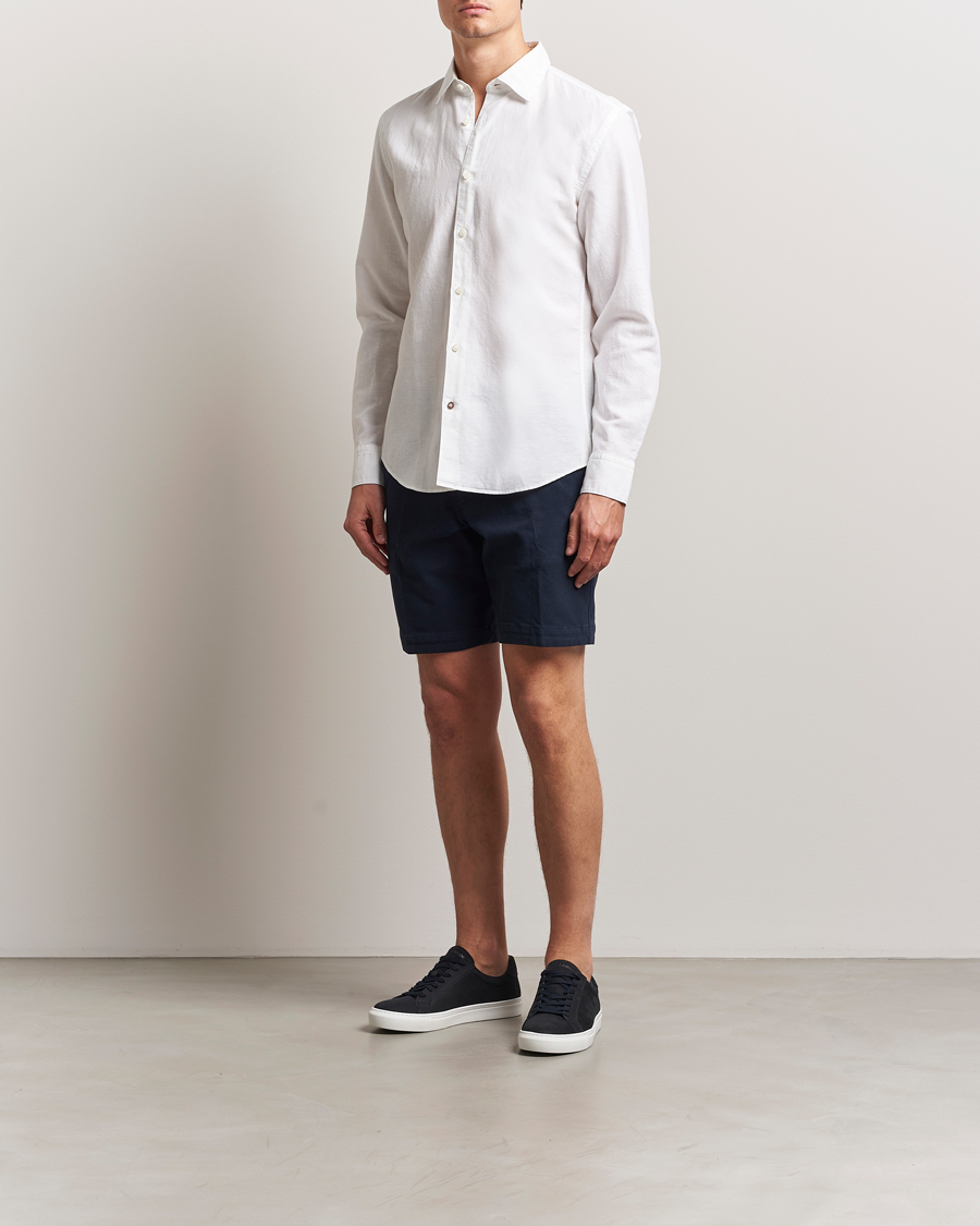 Homme | Chemises | BOSS BLACK | Hal Cotton/Linen Contrast Shirt White