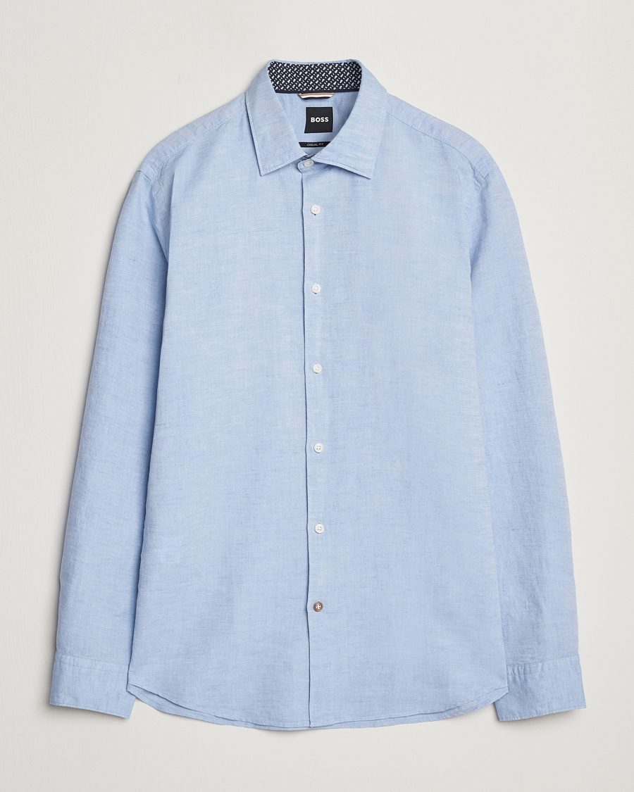 Homme | Chemises | BOSS BLACK | Hal Cotton/Linen Contrast Shirt Light Blue