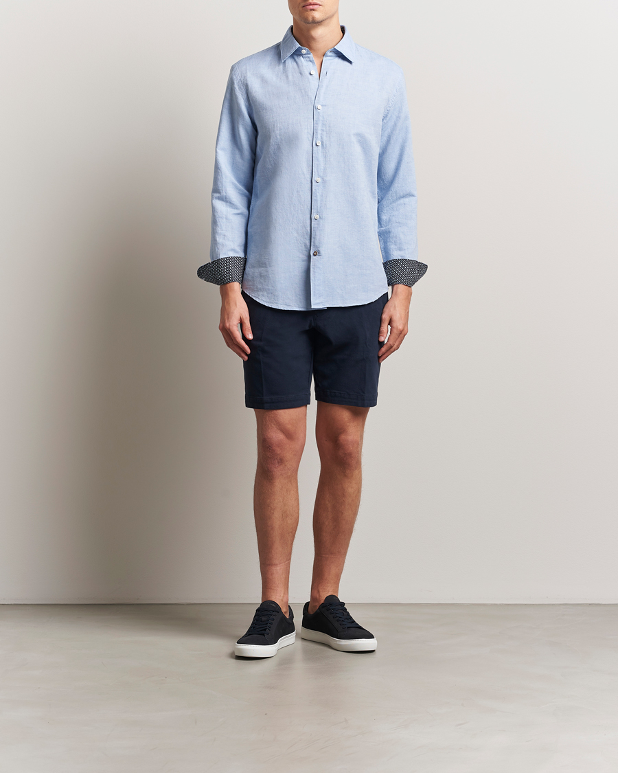 Homme | Chemises | BOSS BLACK | Hal Cotton/Linen Contrast Shirt Light Blue