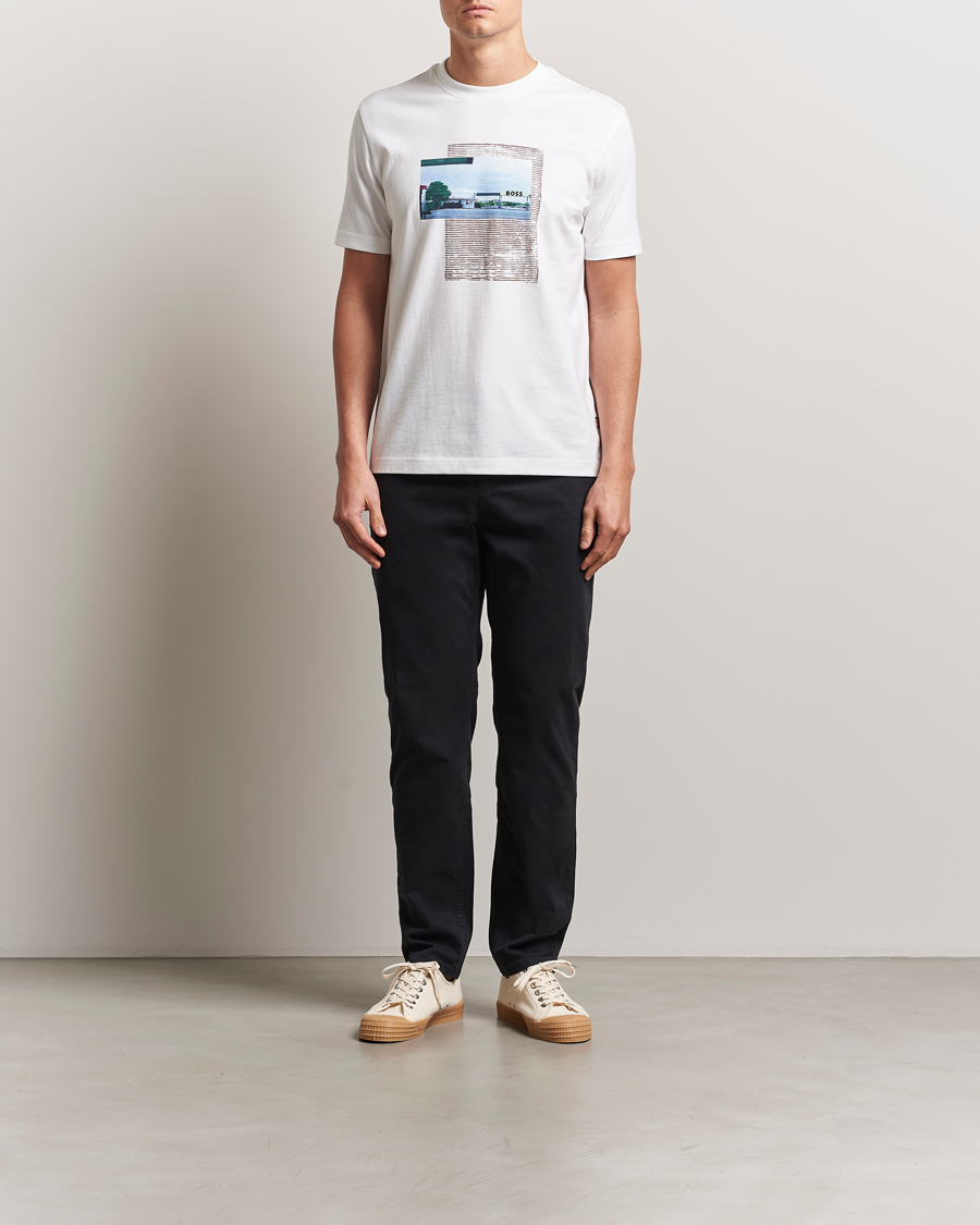 Homme | T-shirts | BOSS ORANGE | On The Way Printed Crew Neck T-Shirt White