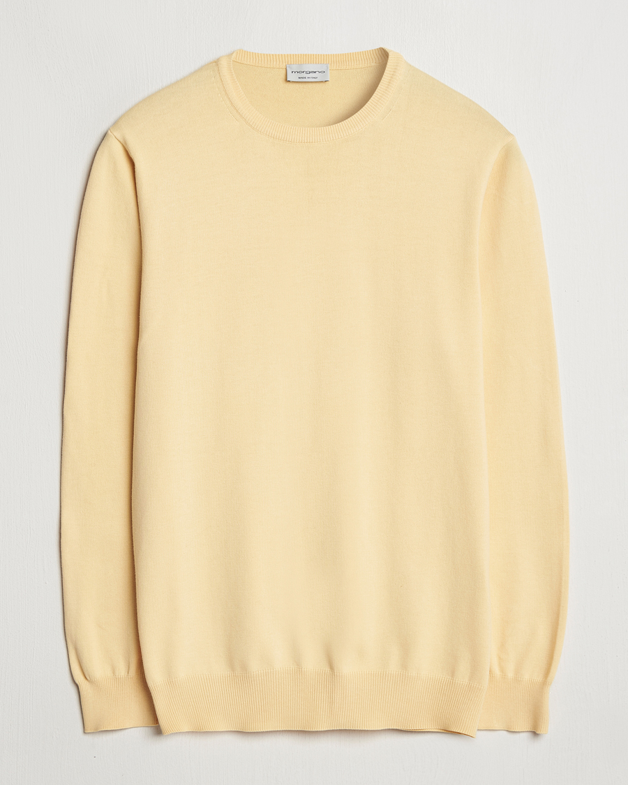 Homme | Pulls Et Tricots | Morgano | Supersoft Egyptian Cotton Crew Neck Light Yellow