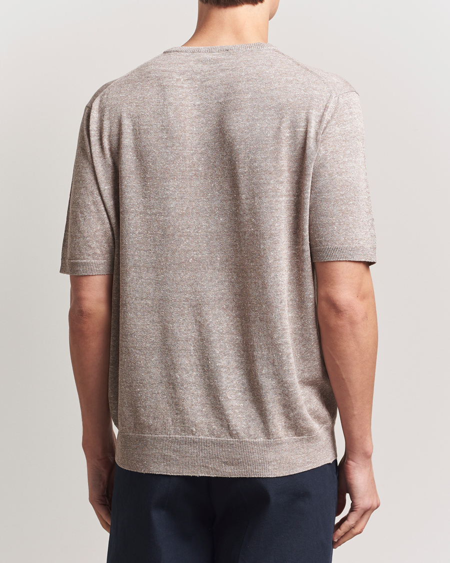 Homme | T-shirts | Morgano | Linen/Cotton T-Shirt Brown