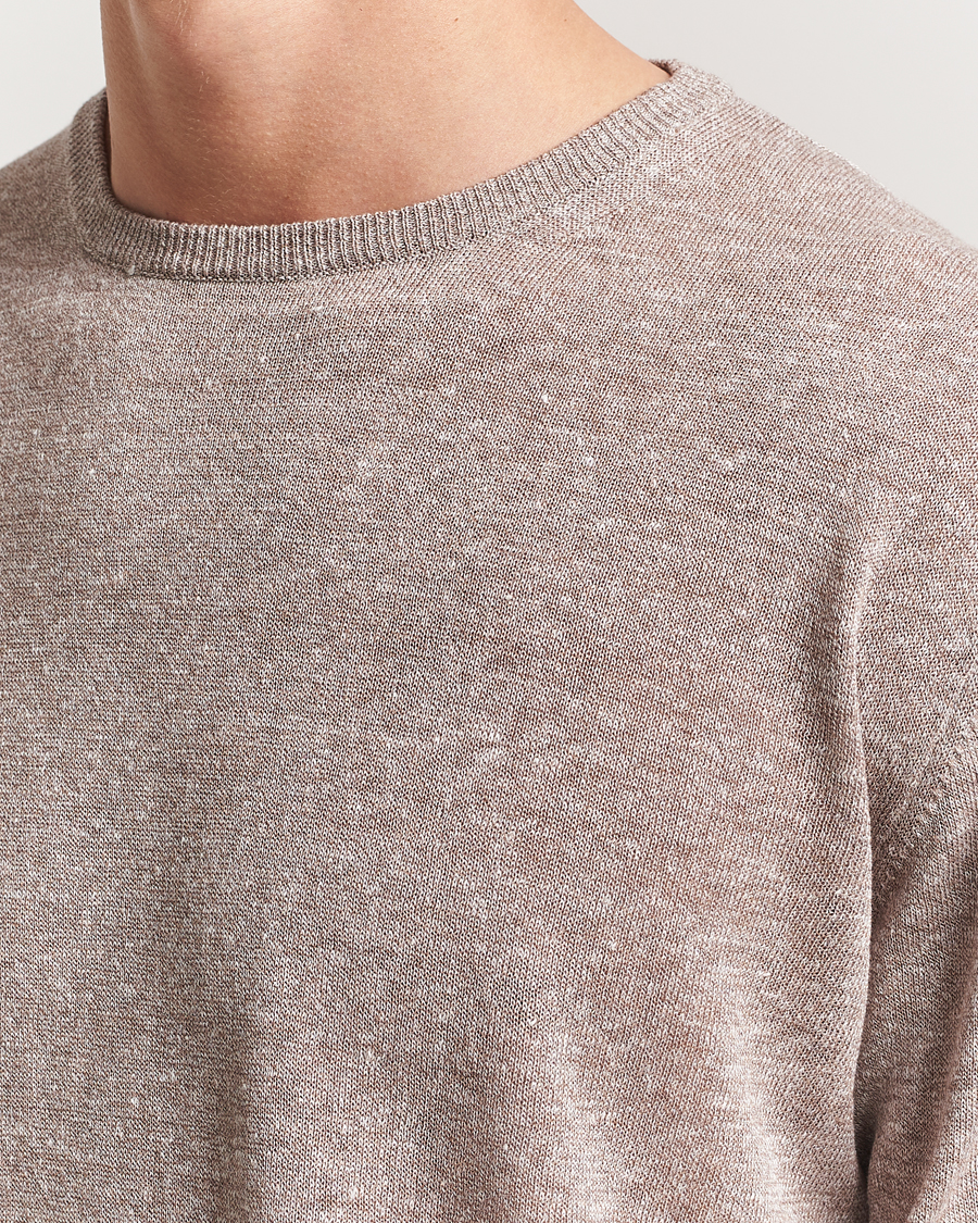 Homme | T-shirts | Morgano | Linen/Cotton T-Shirt Brown