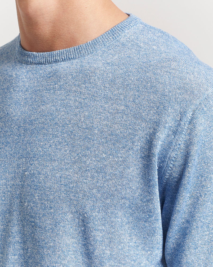 Homme | T-shirts | Morgano | Linen/Cotton T-Shirt Blue