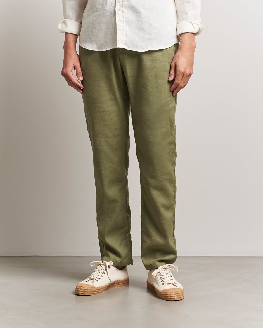 Homme | Pantalons | Morris | Fenix Linen/Cotton Trousers Olive