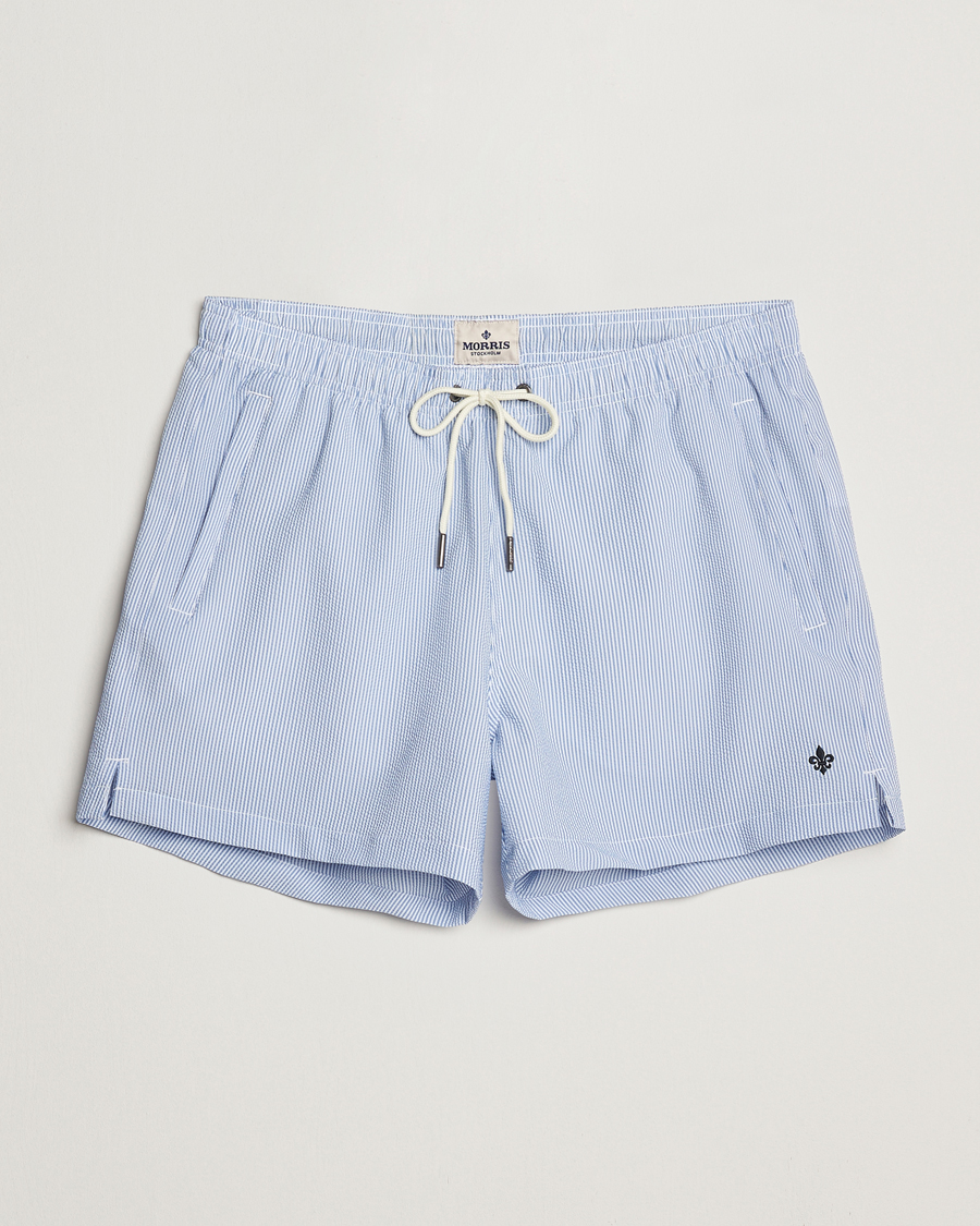 Homme | Maillots De Bain | Morris | Seersucker Bathing Trunks Light Blue