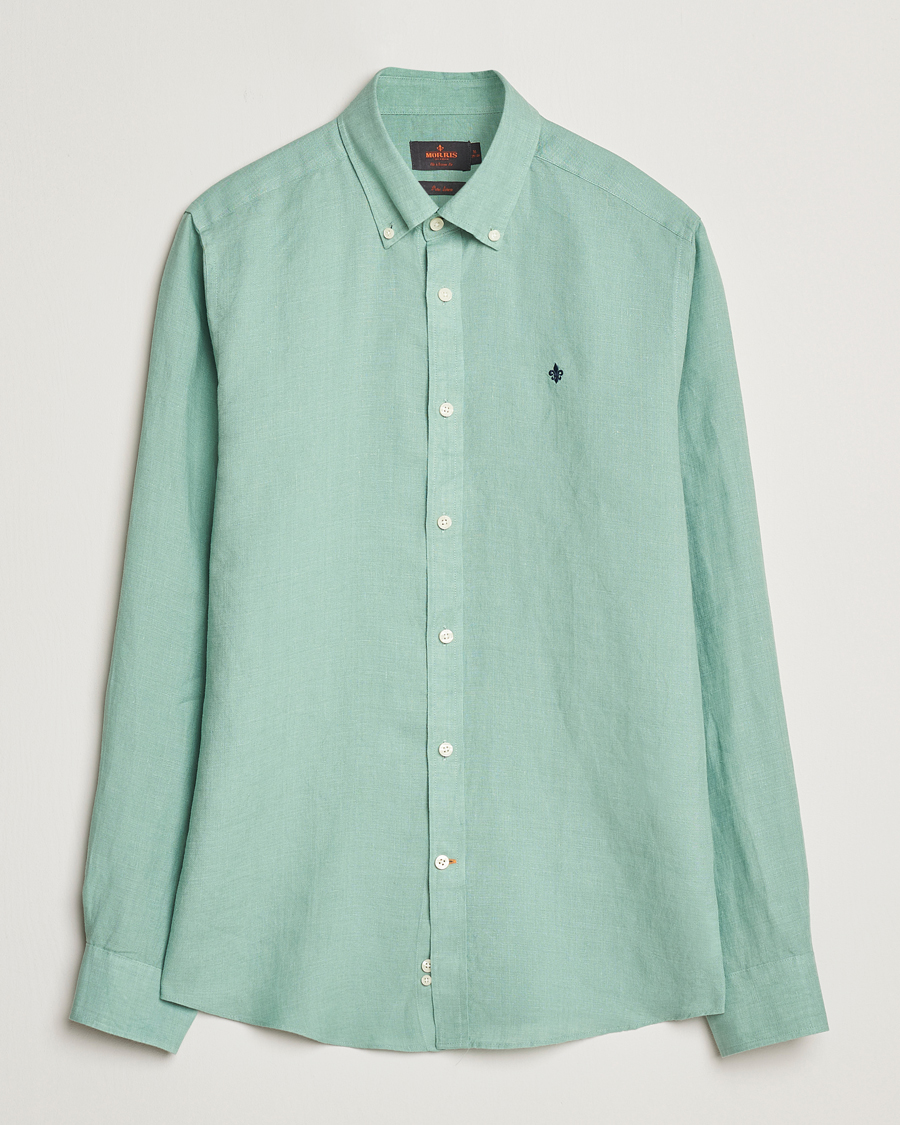Homme | Chemises | Morris | Douglas Linen Button Down Shirt Light Green