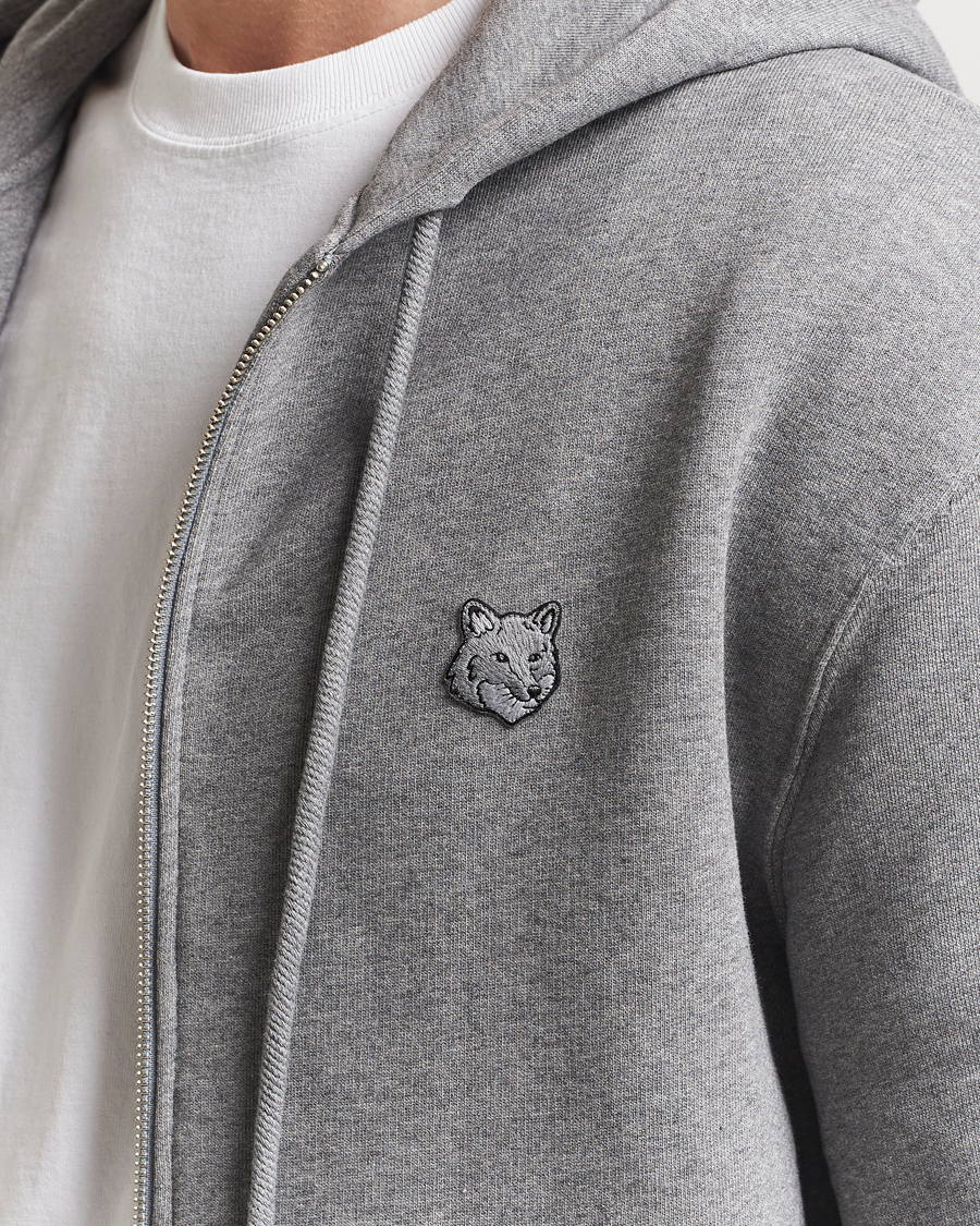 Homme | Pulls Et Tricots | Maison Kitsuné | Tonal Fox Head Full Zip Hoodie Medium Grey Melange
