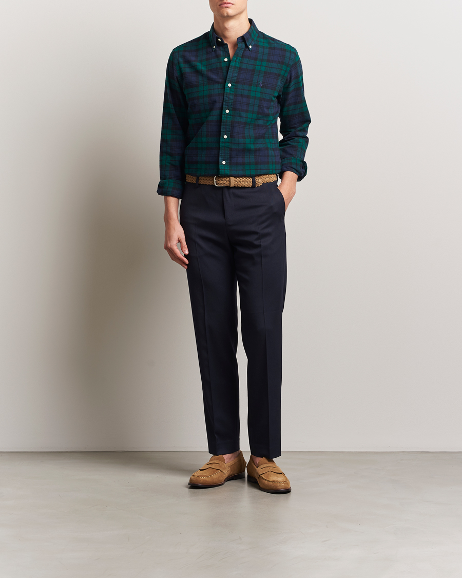 Homme | Chemises | Polo Ralph Lauren | Custom Fit Checked Oxford Shirt Navy/Green Multi