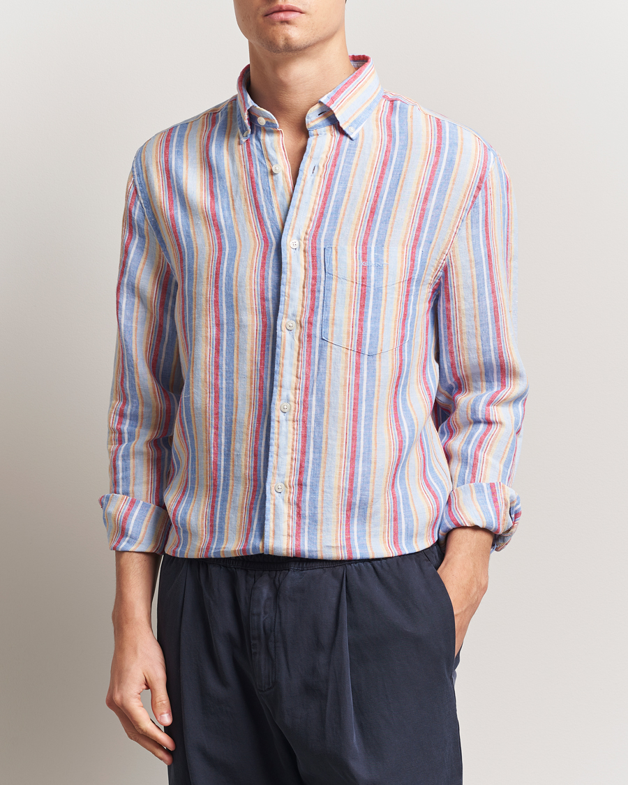 Homme | Chemises | GANT | Regular Fit Linen Striped Shirt Multi