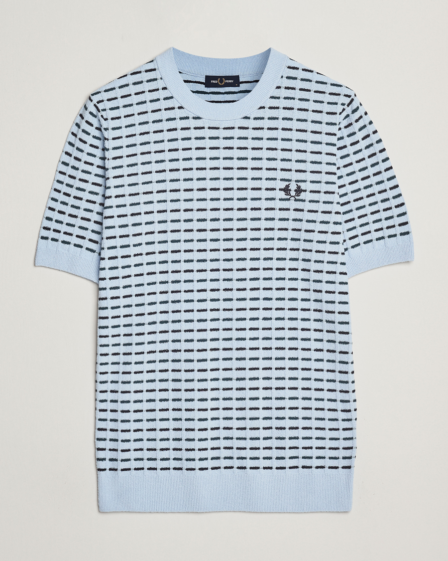 Homme | T-shirts | Fred Perry | Bouclé Ribbed Knitted T-Shirt Light Smoke