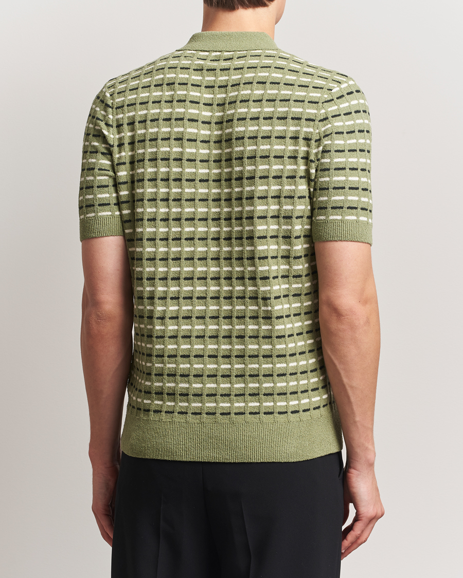 Homme | Polos | Fred Perry | Bouclé Ribbed Knitted Polo Olive Mint