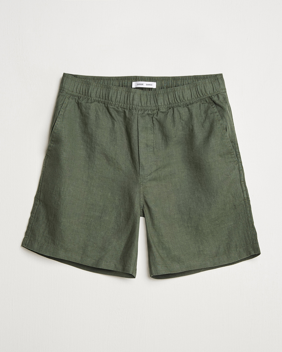 Homme | Shorts | Samsøe Samsøe | Jabari Linen Drawstring Shorts Climbing Ivy