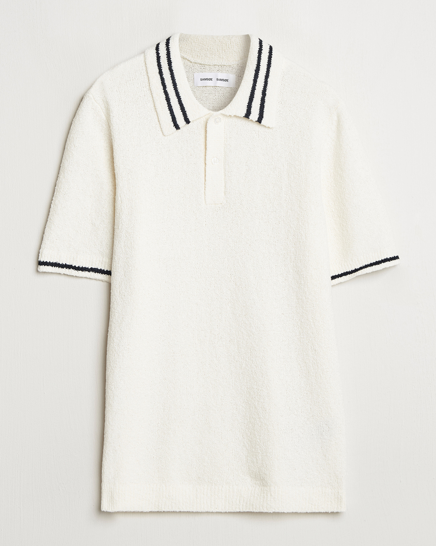 Homme | Polos | Samsøe Samsøe | Pedro Tipped Knitted Polo Clear Cream
