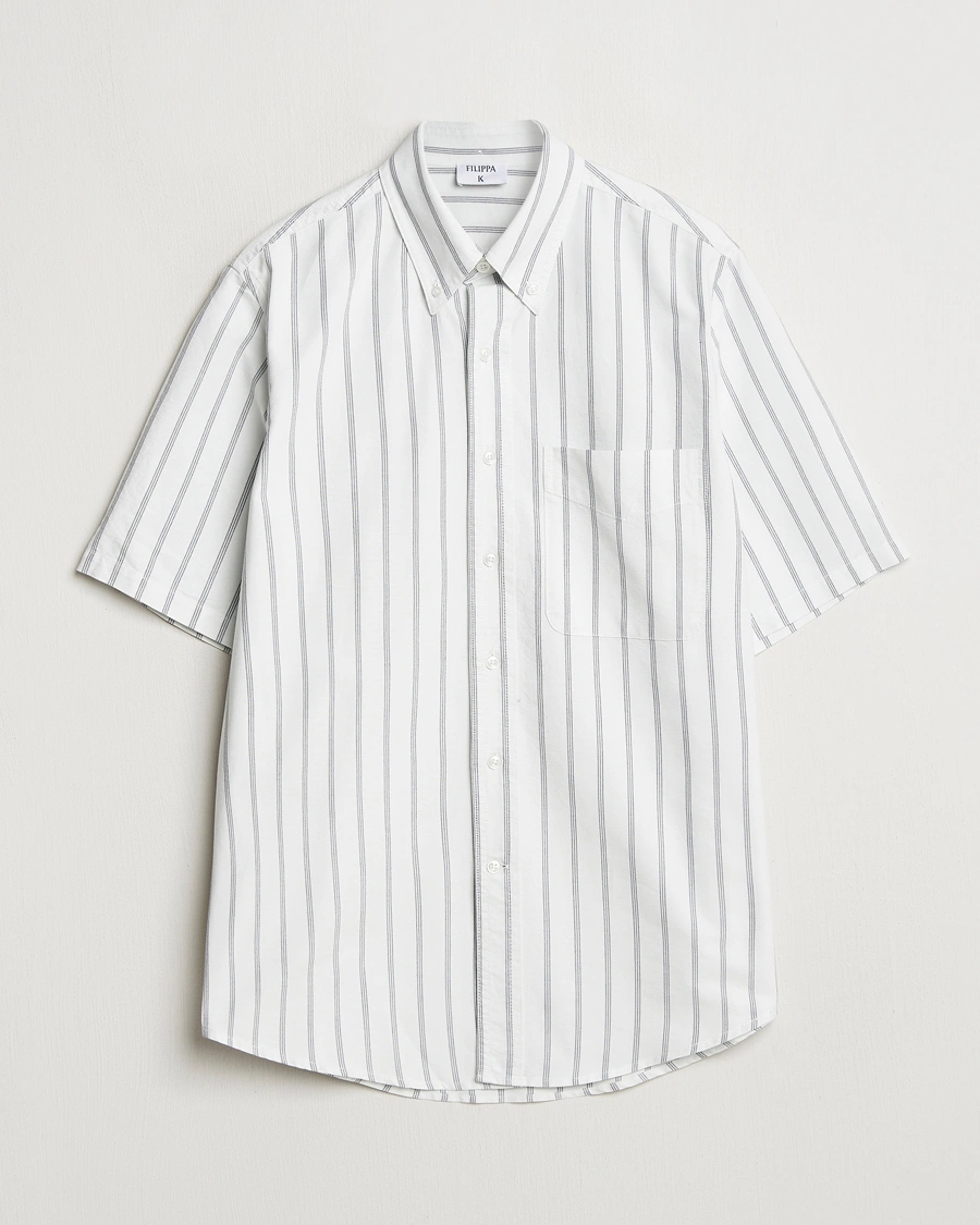 Homme | Chemises | Filippa K | Striped Oxford Short Sleeve Shirt Pale Blue/Navy
