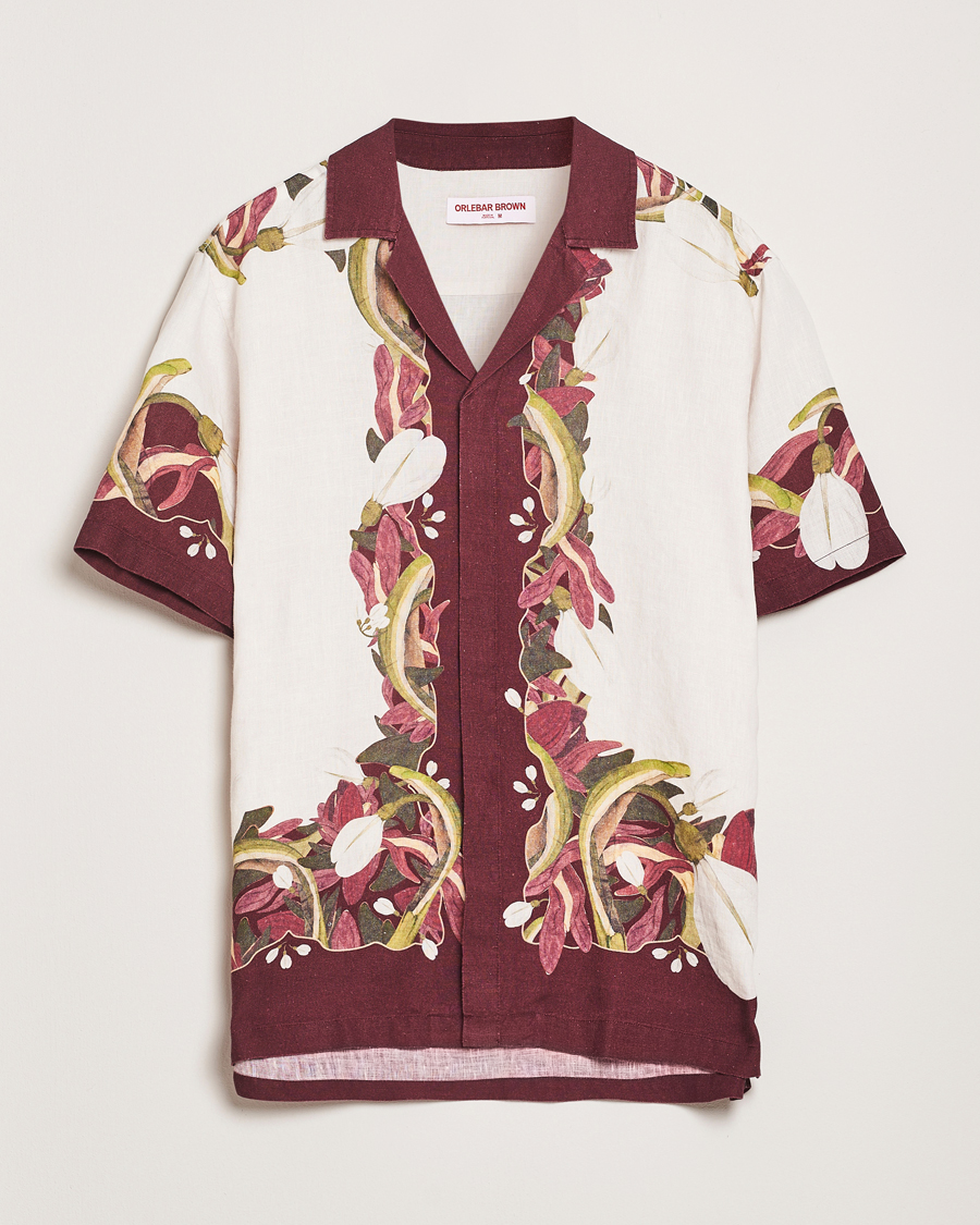 Homme | Chemises | Orlebar Brown | Maitan Orchis Short Sleeve Linen Shirt Damson