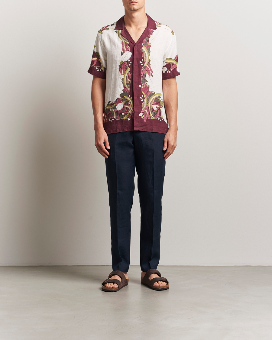 Homme | Chemises | Orlebar Brown | Maitan Orchis Short Sleeve Linen Shirt Damson
