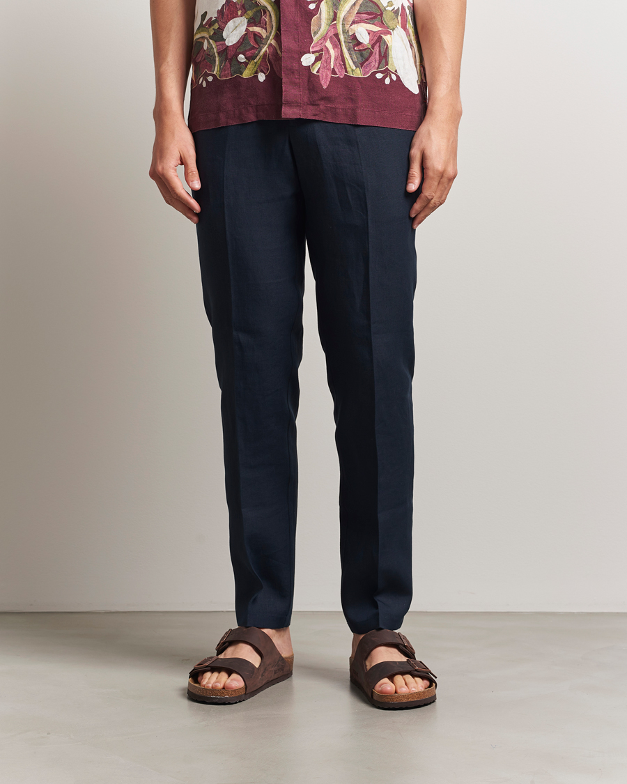 Homme | Pantalons | Orlebar Brown | Griffon Italian Linen Trousers Night Iris
