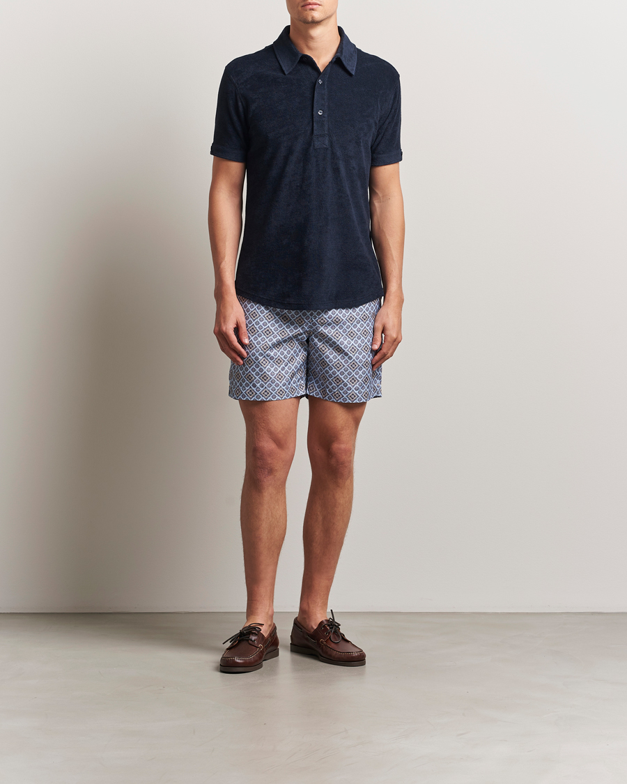 Homme | Polos | Orlebar Brown | Sebastian Tailored Towelling Polo Night Iris