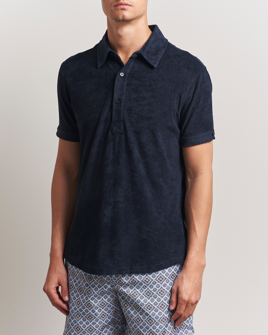 Homme | Polos | Orlebar Brown | Sebastian Tailored Towelling Polo Night Iris