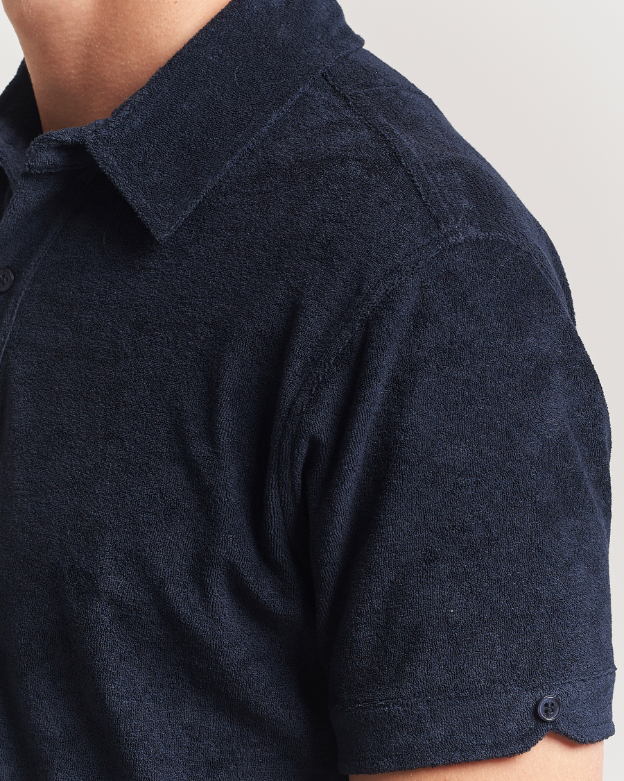 Homme | Polos | Orlebar Brown | Sebastian Tailored Towelling Polo Night Iris