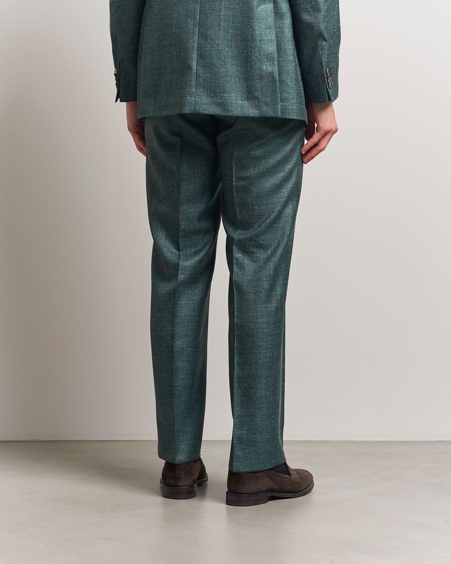 Homme | Pantalons | Oscar Jacobson | Del S Wool/Silk/Linen Trousers Green