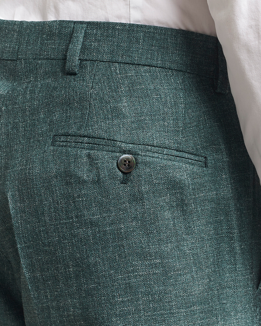 Homme | Pantalons | Oscar Jacobson | Del S Wool/Silk/Linen Trousers Green