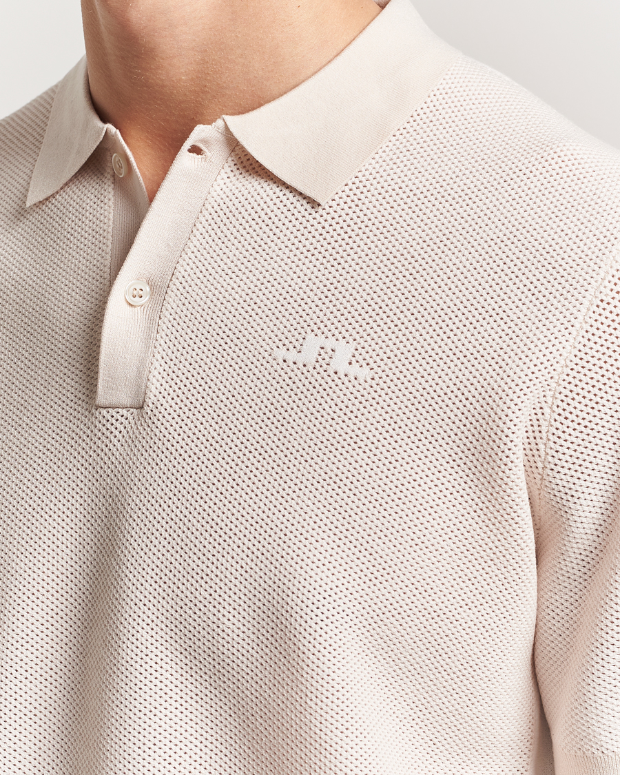 Homme | Polos | J.Lindeberg | Reymond Structure Knit Polo Moonbeam