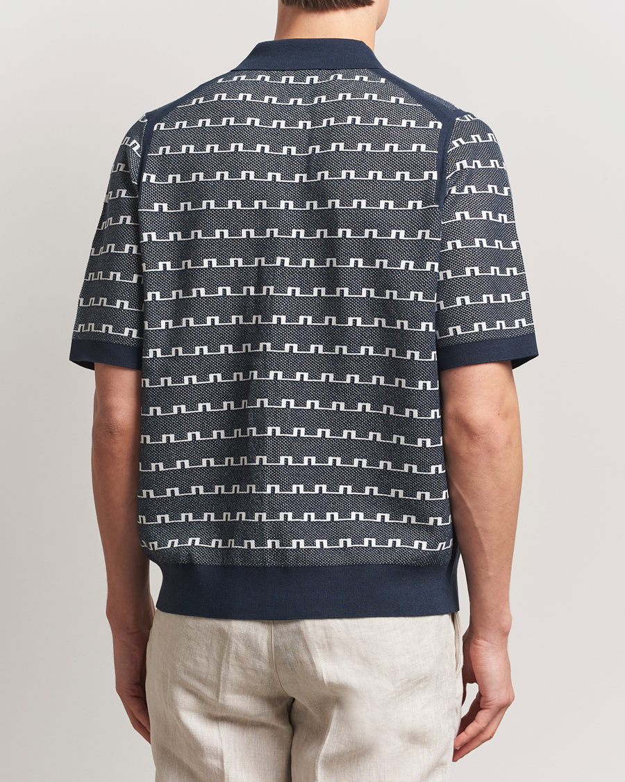 Homme | Chemises | J.Lindeberg | Rolando Logo Jacquard Polo Navy