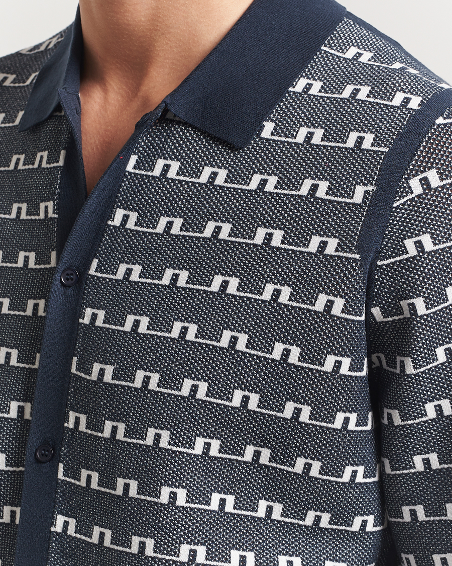 Homme | Chemises | J.Lindeberg | Rolando Logo Jacquard Polo Navy