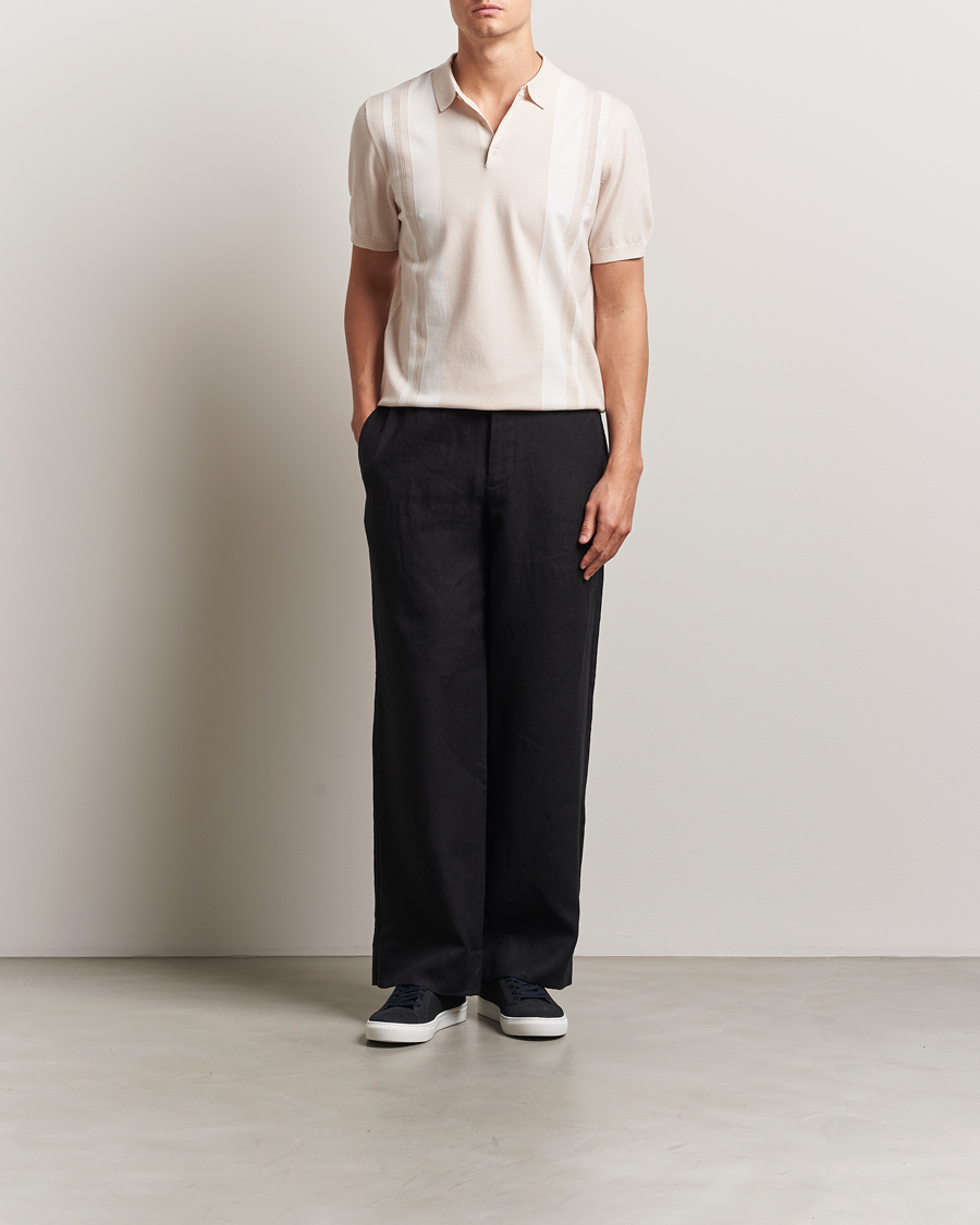 Homme | Polos | J.Lindeberg | Reymond Stripe Knit Polo Moonbeam