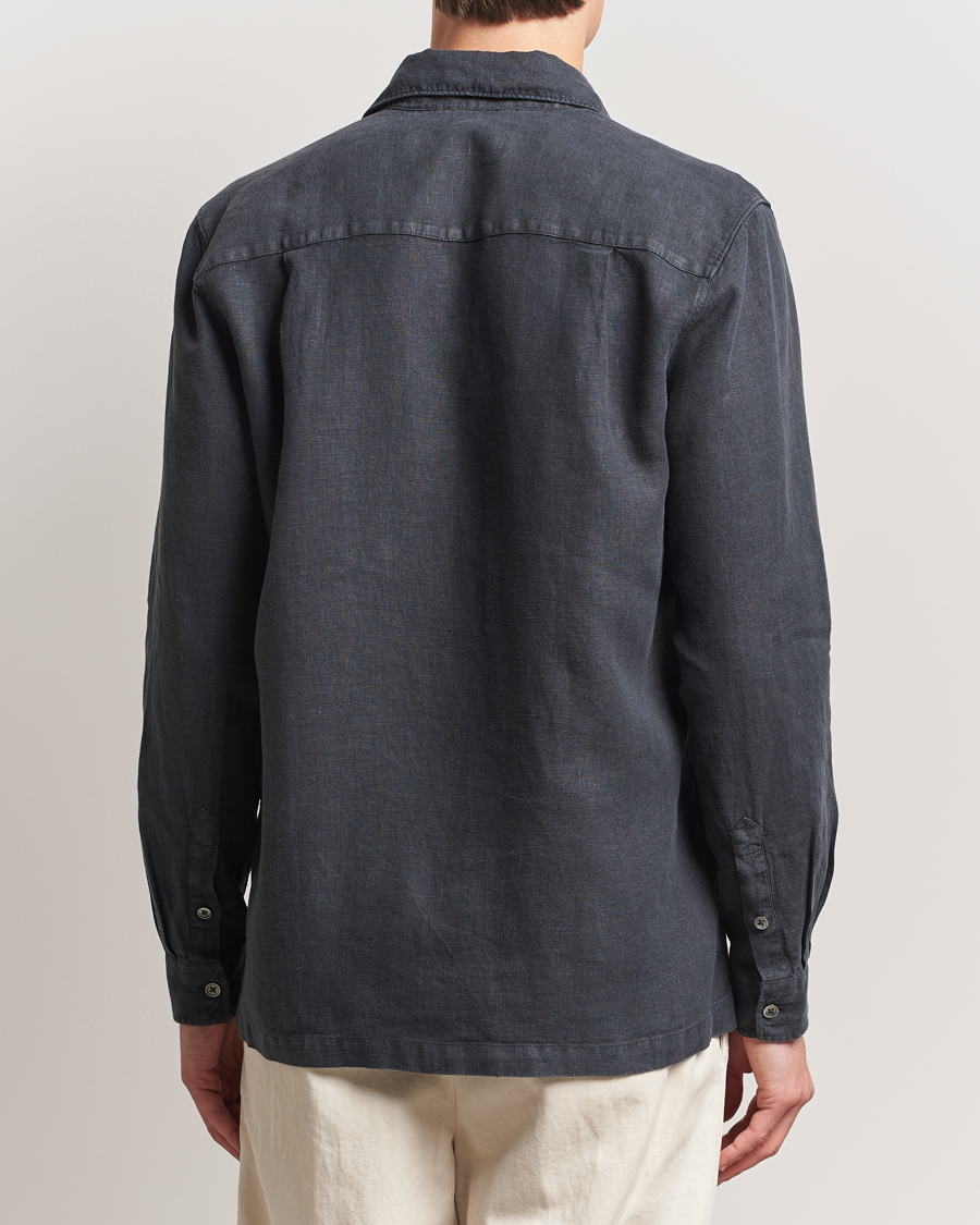 Homme | Chemises | A Day's March | Clean Cut Linen Shirt Off Black