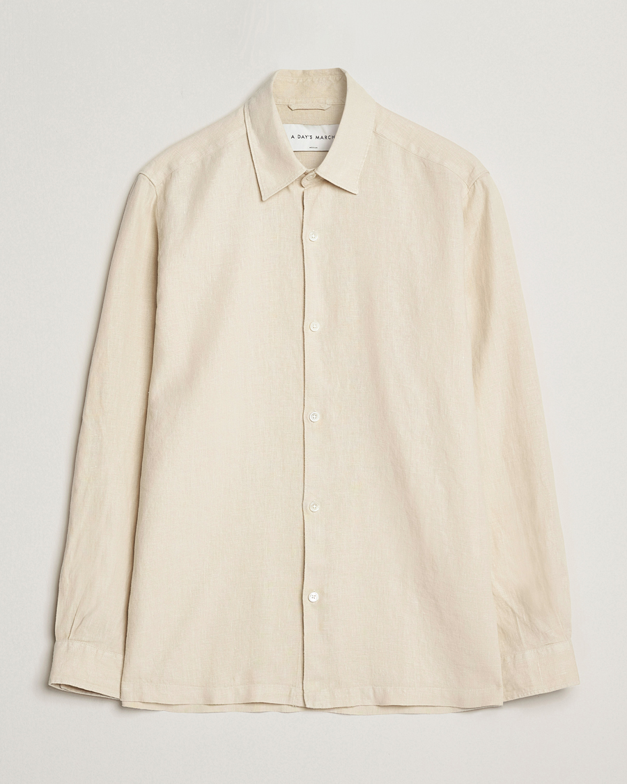 Homme | Chemises | A Day's March | Clean Cut Linen Shirt Oyster