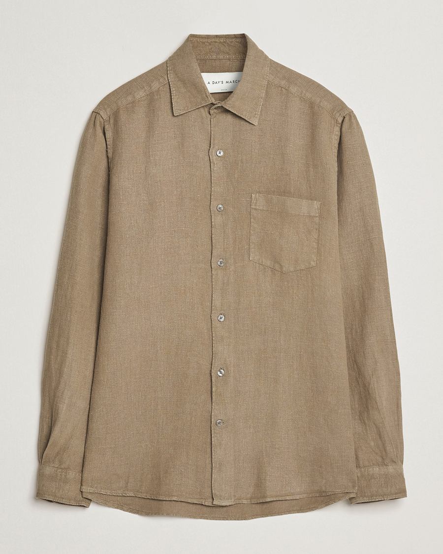 Homme | Chemises | A Day's March | Abu Linen Shirt Clay