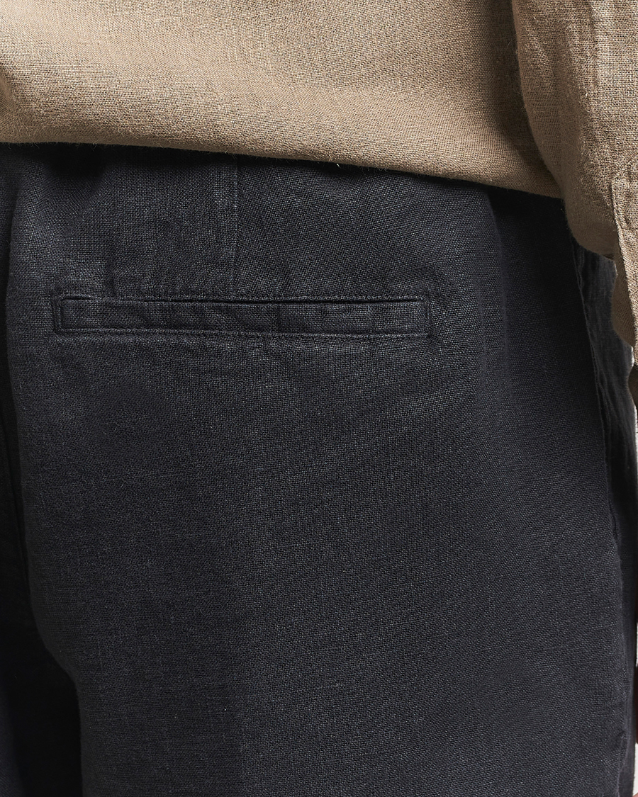Homme | Shorts | A Day's March | Ipu Linen Drawstring Shorts Off Black