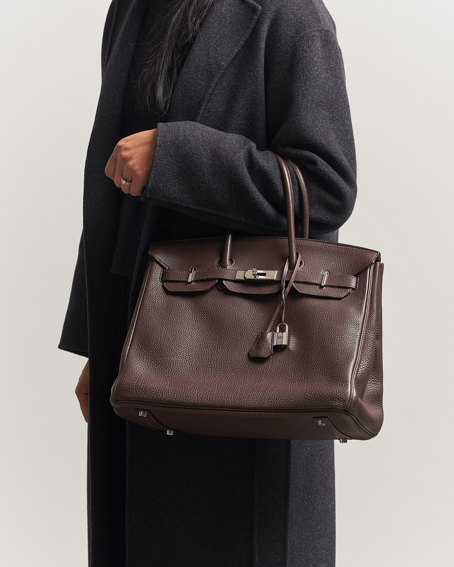 Homme | Hermès Pre-Owned Birkin 35 Taurillon Clémence Ebène | Hermès Pre-Owned | Birkin 35 Taurillon Clémence Ebène