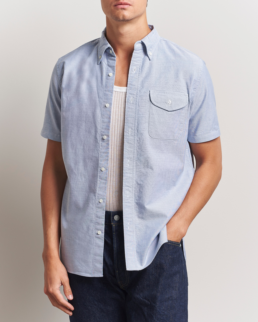 Homme | Chemises | BEAMS PLUS | Short Sleeve Oxford Shirt Light Blue