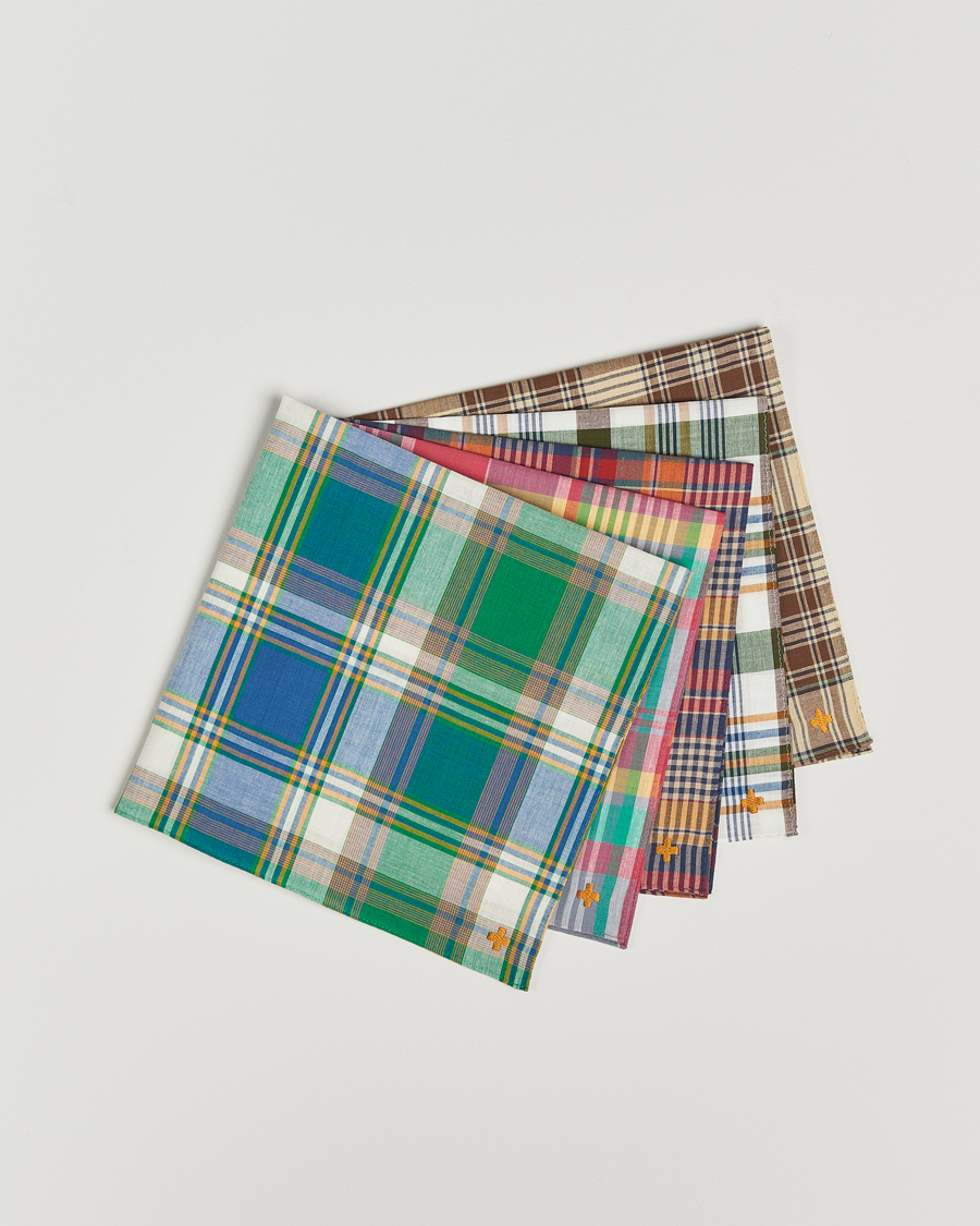Homme | BEAMS PLUS 5-Pack Madras Handkerchiefs Multi Color | BEAMS PLUS | 5-Pack Madras Handkerchiefs Multi Color