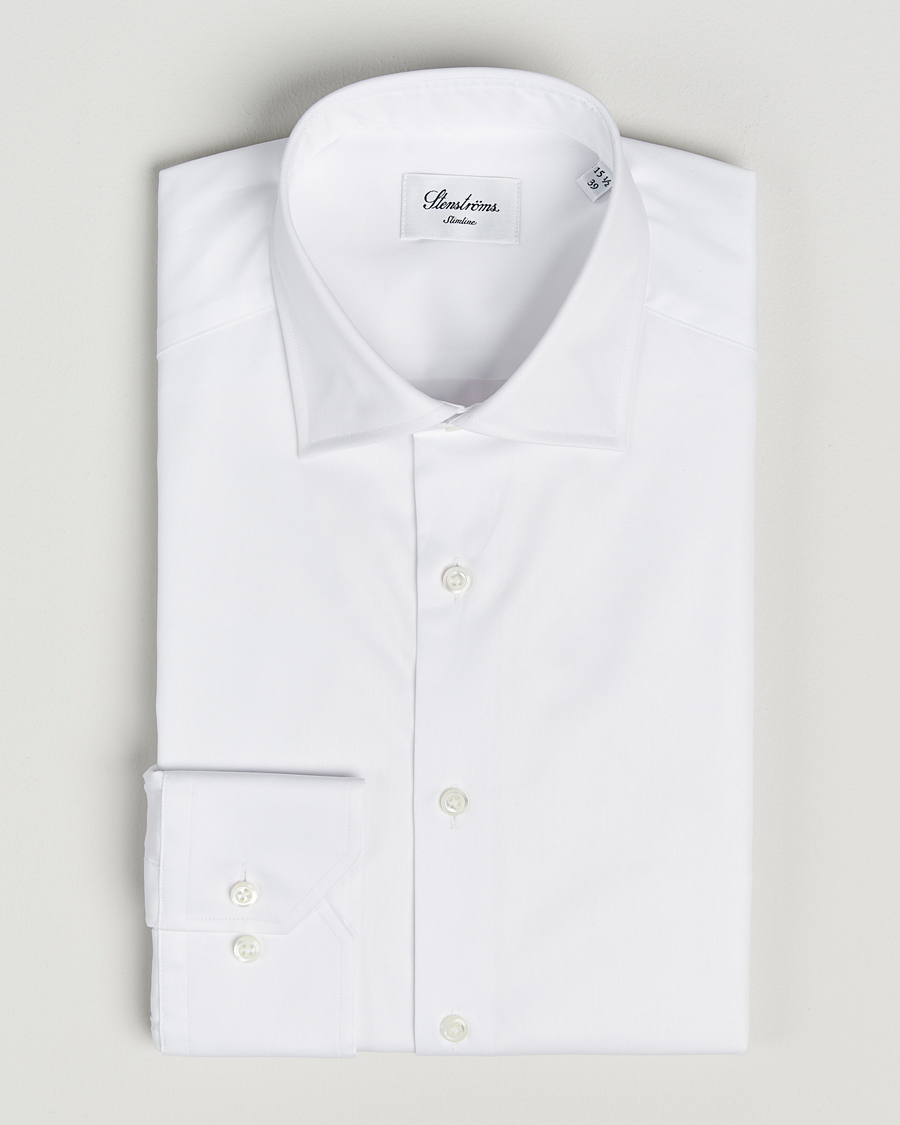 Homme | Chemises | Stenströms | Slimline Cotton Twill Cut Away Shirt White