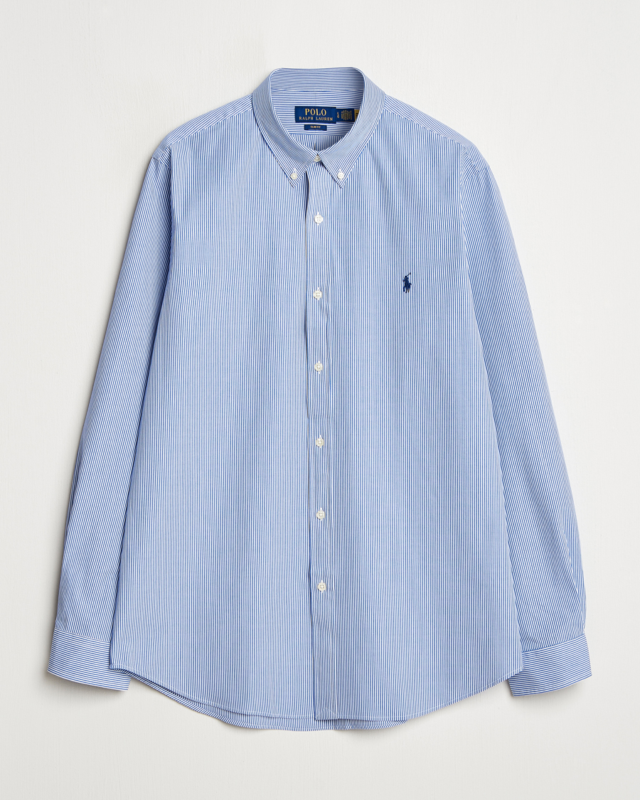 Homme | Chemises | Polo Ralph Lauren | Slim Fit Poplin Shirt Blue/White Hairline Stripe