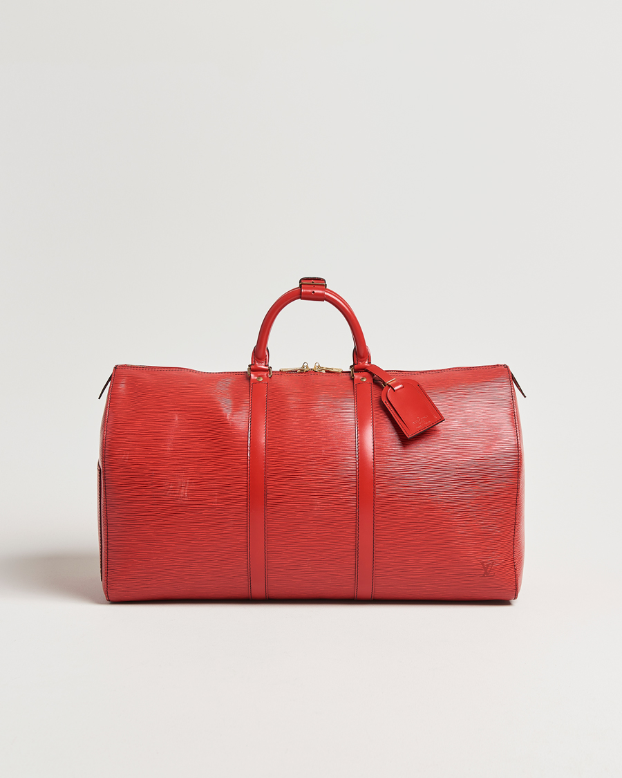 Homme | Louis Vuitton Pre-Owned Keepall 50 Epi Leather Bag Red | Louis Vuitton Pre-Owned | Keepall 50 Epi Leather Bag Red