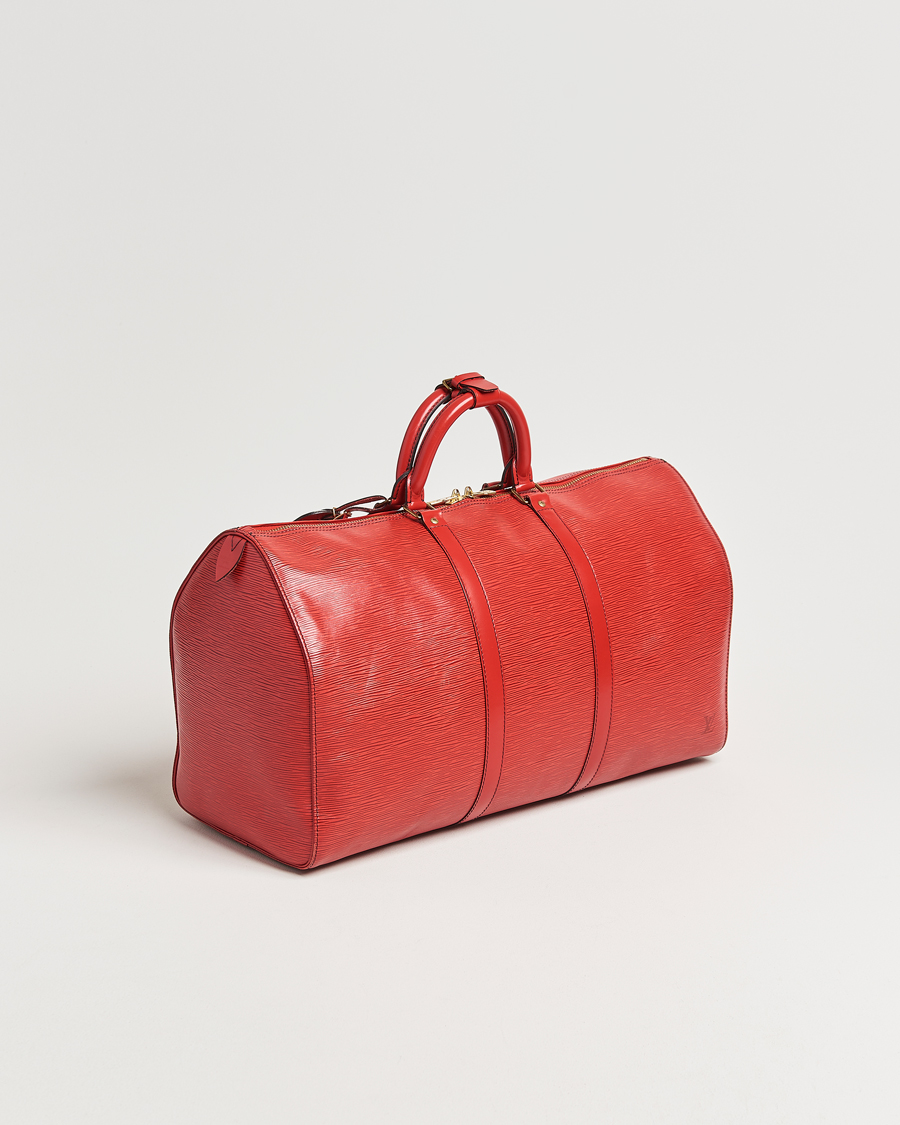 Homme | Louis Vuitton Pre-Owned Keepall 50 Epi Leather Bag Red | Louis Vuitton Pre-Owned | Keepall 50 Epi Leather Bag Red