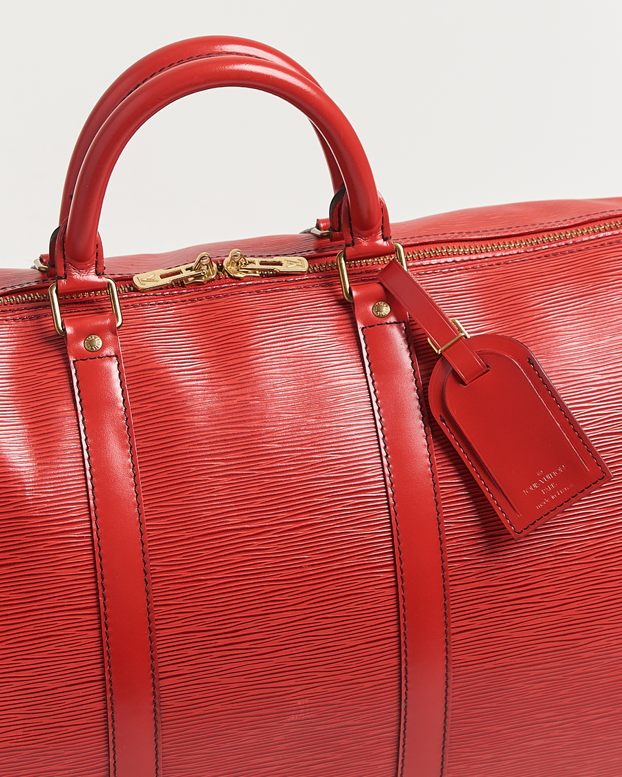 Homme | Louis Vuitton Pre-Owned Keepall 50 Epi Leather Bag Red | Louis Vuitton Pre-Owned | Keepall 50 Epi Leather Bag Red
