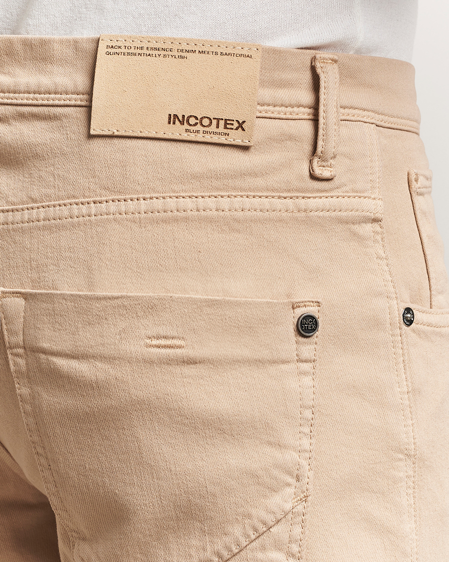 Homme | Pantalons | Incotex | 5-Pocket Cotton Stretch Pants Beige