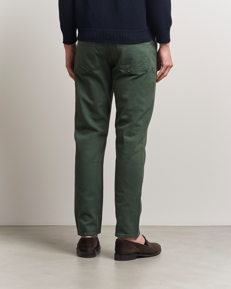 Homme | Pantalons | Incotex | 5-Pocket Cotton Stretch Pants Dark Green